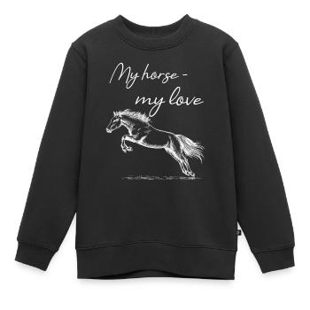 My horse - my love Pferdemotiv & Hingucker - Kinder Premium Organic Sweatshirt - Schwarz - Vorne - AI Model Kid Female (0cm)