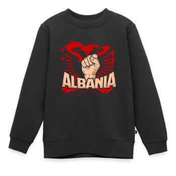 Drapeau Albanais Albanie Kosovo Tirana Shqiptar - Sweat Premium enfant bio - noir - Devant - AI Model Kid Female (0cm)