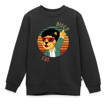 Disco Cat geht auf die Piste - Kinder Premium Organic Sweatshirt - Schwarz - Vorne - AI Model Kid Female (0cm)