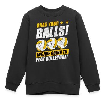 volley- - Sweat Premium enfant bio - noir - Devant - AI Model Kid Female (0cm)