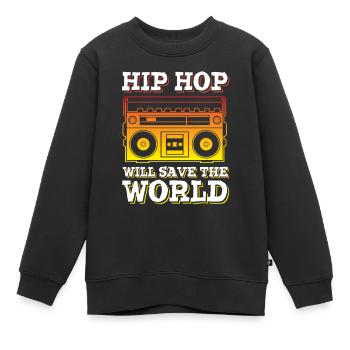 Ghetto blaster Hip Hop - Sweat Premium enfant bio - noir - Devant - AI Model Kid Female (0cm)