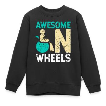 Humour en fauteuil roulant handicap handicap - Sweat Premium enfant bio - noir - Devant - AI Model Kid Female (0cm)