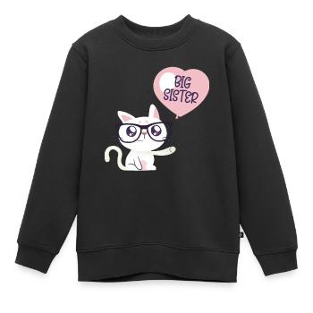 big sister cat - große schwester ballon - Kinder Premium Organic Sweatshirt - Schwarz - Vorne - AI Model Kid Female (0cm)