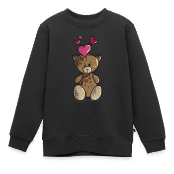 Ours en peluche avec motif ours en peluche coeur - Sweat Premium enfant bio - noir - Devant - AI Model Kid Female (0cm)