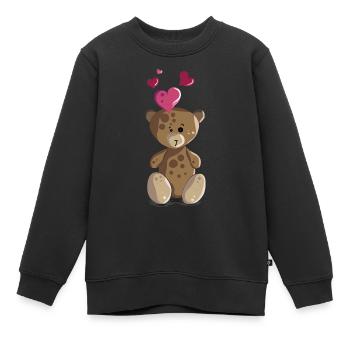 Ours en peluche avec motif ours en peluche coeur - Sweat Premium enfant bio - noir - Devant - AI Model Kid Female (0cm)