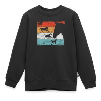 Idée cadeau chevaux à cheval - Sweat Premium enfant bio - noir - Devant - AI Model Kid Female (0cm)