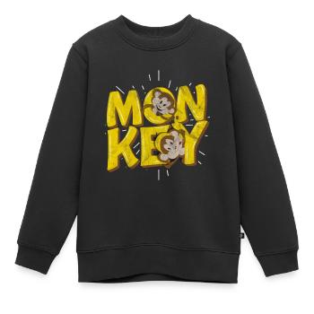 singe - Sweat Premium enfant bio - noir - Devant - AI Model Kid Female (0cm)