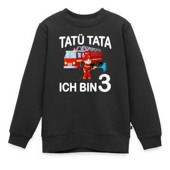 Feuerwehrmann Ich bin 3 Kindergeburtstag Geschenk - Kinder Premium Organic Sweatshirt - Schwarz - Vorne - AI Model Kid Female (0cm)
