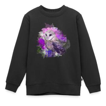 Eule Uhu Nachtvogel Watercolor - Kinder Premium Organic Sweatshirt - Schwarz - Vorne - AI Model Kid Female (0cm)
