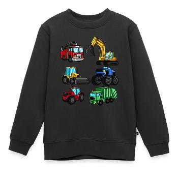 Cadeau d'enfants de véhicules de tracteur de camion de pompiers d'excavatrice - Sweat Premium enfant bio - noir - Devant - AI Model Kid Female (0cm)