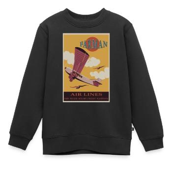Vintage Airlines Poster Illustration, Flugzeug-Fa - Kinder Premium Organic Sweatshirt - Schwarz - Vorne - AI Model Kid Female (0cm)
