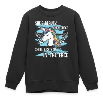 Einhorn Beauty Einhorn - Kinder Premium Organic Sweatshirt - Schwarz - Vorne - AI Model Kid Female (0cm)