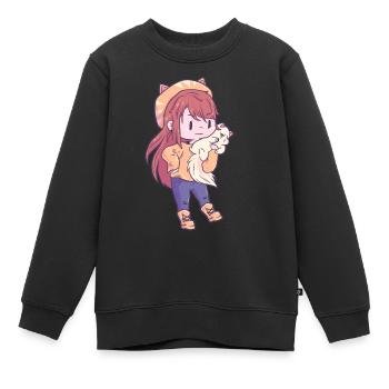Amant de chat fille - Sweat Premium enfant bio - noir - Devant - AI Model Kid Female (0cm)