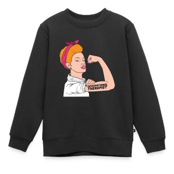 Ergothérapeute Rosie The Riveter - Sweat Premium enfant bio - noir - Devant - AI Model Kid Female (0cm)