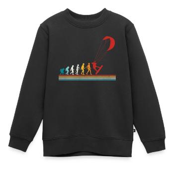 Retro Evolution Kite Surfing Funny Kite Boarding - Sweat Premium enfant bio - noir - Devant - AI Model Kid Female (0cm)