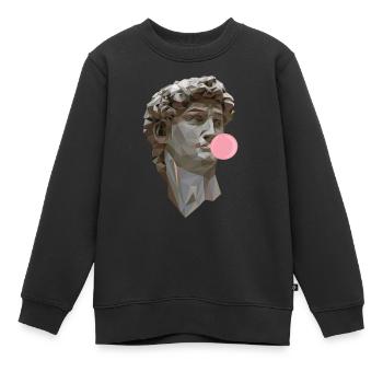 DAVID MICHELANGELO mit Kaugummi Statue Kunst - Kinder Premium Organic Sweatshirt - Schwarz - Vorne - AI Model Kid Female (0cm)