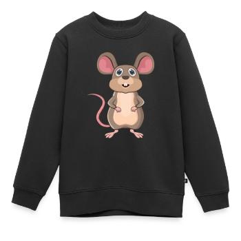 Souris - Sweat Premium enfant bio - noir - Devant - AI Model Kid Female (0cm)
