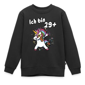 Ich bin 29 plus Einhorn - Kinder Premium Organic Sweatshirt - Schwarz - Vorne - AI Model Kid Female (0cm)