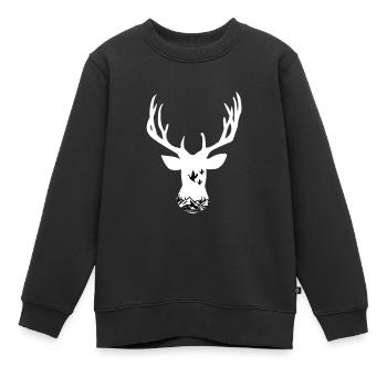 Cerf chasse en plein air montagne - Sweat Premium enfant bio - noir - Devant - AI Model Kid Female (0cm)