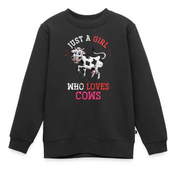 Vache fille ferme - Sweat Premium enfant bio - noir - Devant - AI Model Kid Female (0cm)