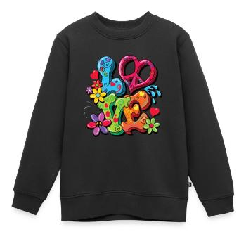 Hippie Kostüm - Kinder Premium Organic Sweatshirt - Schwarz - Vorne - AI Model Kid Female (0cm)
