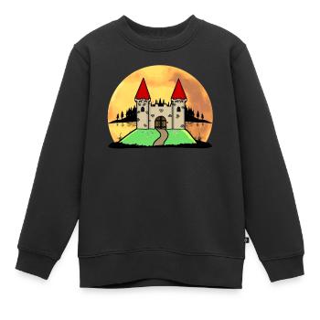Mittelalter Schloss Burg Festung Natur Fantasy - Kinder Premium Organic Sweatshirt - Schwarz - Vorne - AI Model Kid Female (0cm)
