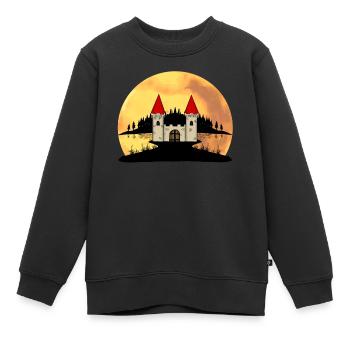 Mittelalter Burg Festung Natur Fantasy - Kinder Premium Organic Sweatshirt - Schwarz - Vorne - AI Model Kid Female (0cm)