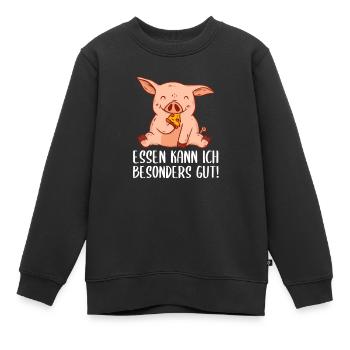 Süßes Schwein Essen kann ich besonders gut - Kinder Premium Organic Sweatshirt - Schwarz - Vorne - AI Model Kid Female (0cm)