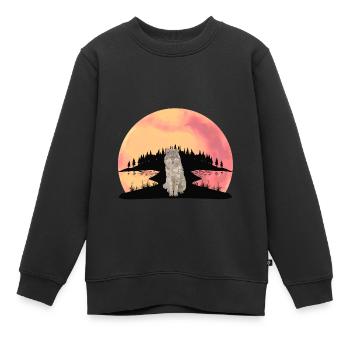Wolf Wölfe Wildtiere Wildnis Fantasy Waldtiere - Kinder Premium Organic Sweatshirt - Schwarz - Vorne - AI Model Kid Female (0cm)