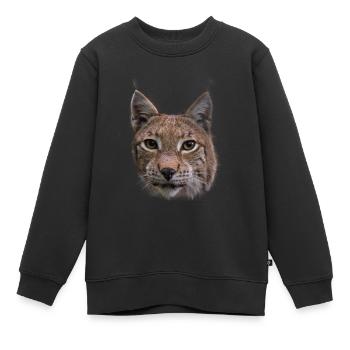 Luchs Design Luchse Wildkatzen Geschenk - Kinder Premium Organic Sweatshirt - Schwarz - Vorne - AI Model Kid Female (0cm)