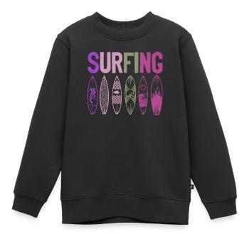 Surfbrett Surfing - Kinder Premium Organic Sweatshirt - Schwarz - Vorne - AI Model Kid Female (0cm)