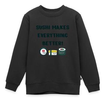 Sushi - Sweat Premium enfant bio - noir - Devant - AI Model Kid Female (0cm)