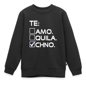 Techno confirmée - Sweat Premium enfant bio - noir - Devant - AI Model Kid Female (0cm)