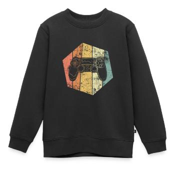 Gamer contrôleur vintage gamer - Sweat Premium enfant bio - noir - Devant - AI Model Kid Female (0cm)