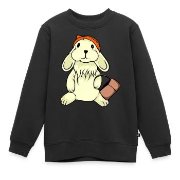 Hase mit Mütze und Korb - Kinder Premium Organic Sweatshirt - Schwarz - Vorne - AI Model Kid Female (0cm)