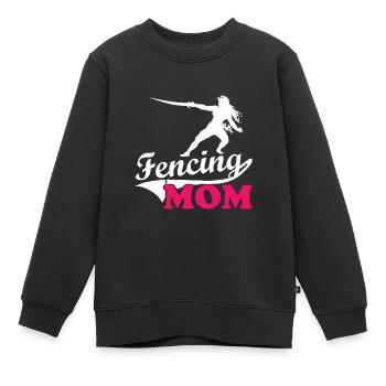Fechten Mutter Kampfsport Schwertkampf - Kinder Premium Organic Sweatshirt - Schwarz - Vorne - AI Model Kid Female (0cm)
