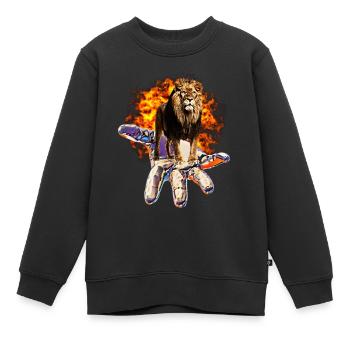 Lion - Sweat Premium enfant bio - noir - Devant - AI Model Kid Female (0cm)