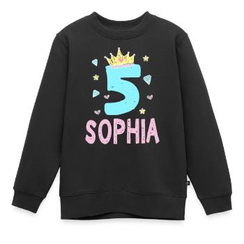 5. Geburtstag Sophia Ich Bin 5 Jahre Prinzessin - Kinder Premium Organic Sweatshirt - Schwarz - Vorne - AI Model Kid Female (0cm)