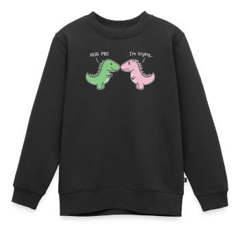 Funny Valentines Day T-Rex - Hug ME! I'm trying - Kinder Premium Organic Sweatshirt - Schwarz - Vorne - AI Model Kid Female (0cm)