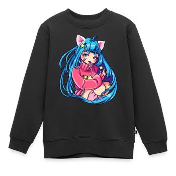 Catgirl - Collectionneur d'étoiles - Sweat Premium enfant bio - noir - Devant - AI Model Kid Female (0cm)