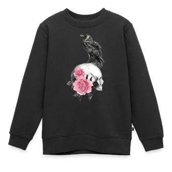 Raben Gothik goth Totenkopf Tod Skull Punk - Kinder Premium Organic Sweatshirt - Schwarz - Vorne - AI Model Kid Female (0cm)