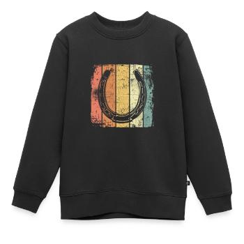 Cheval de fer à cheval vintage - Sweat Premium enfant bio - noir - Devant - AI Model Kid Female (0cm)