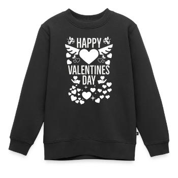 La Saint-Valentin, la Saint-Valentin, la Saint-Valentin - Sweat Premium enfant bio - noir - Devant - AI Model Kid Female (0cm)