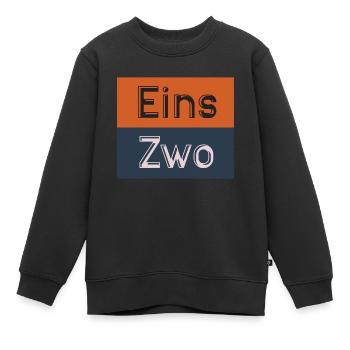 Eins Zwo humor geschenk - Kinder Premium Organic Sweatshirt - Schwarz - Vorne - AI Model Kid Female (0cm)