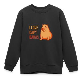 Wasserschwein Capybara Retro I Love Capybaras - Kinder Premium Organic Sweatshirt - Schwarz - Vorne - AI Model Kid Female (0cm)