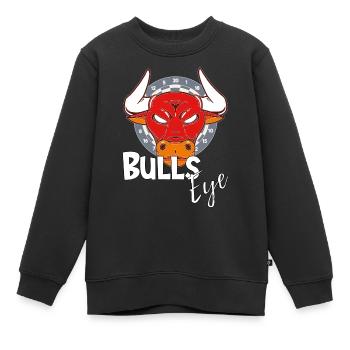 Bullseye, cadeau de joueur de fléchettes drôle avec taureau - Sweat Premium enfant bio - noir - Devant - AI Model Kid Female (0cm)