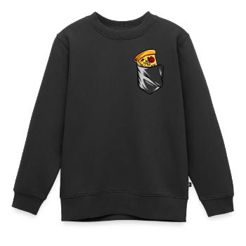 Pizza dans la poche de poitrine - Sweat Premium enfant bio - noir - Devant - AI Model Kid Female (0cm)