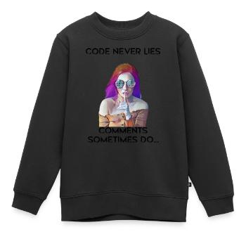 Programmeur informatique Vintage Retro Girl - Sweat Premium enfant bio - noir - Devant - AI Model Kid Female (0cm)