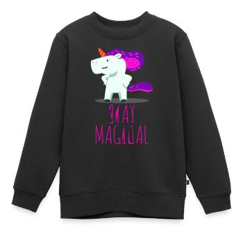 Licorne Unicorn fantaisie - Sweat Premium enfant bio - noir - Devant - AI Model Kid Female (0cm)
