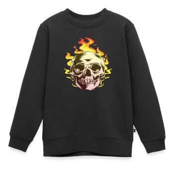 Burn Totenkopf Design Fun Geschenk - Kinder Premium Organic Sweatshirt - Schwarz - Vorne - AI Model Kid Female (0cm)